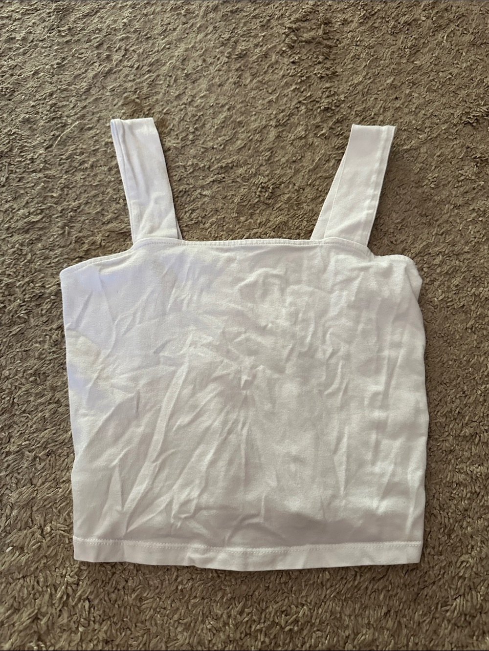 SO White Square-Neck Crop Tank Top